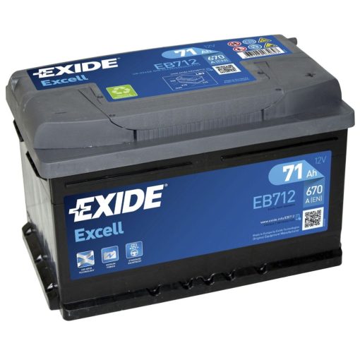 EXIDE EXCELL EB712 12V 71AH 670EN JOBB+ AUTÓ AKKUMULÁTOR