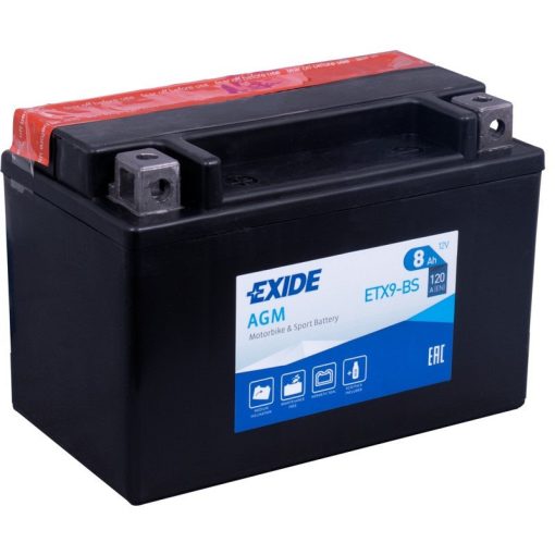 EXIDE ETX9-BS 12V 8AH 120A BAL+ MOTORKERÉKPÁR AKKUMULÁTOR