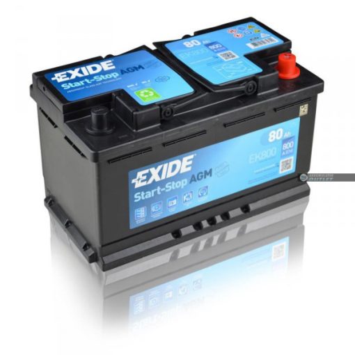 EXIDE AGM START - STOP EK800 12V 80AH 800EN JOBB+ AUTÓ AKKUMULÁTOR