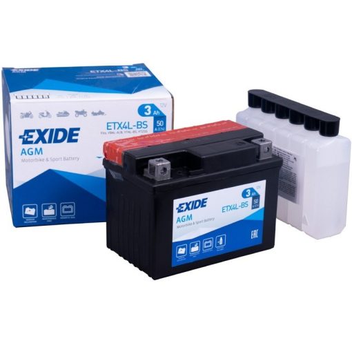 EXIDE ETX4L-BS 12V 3Ah 50A jobb+ motorkerékpár akkumulátor